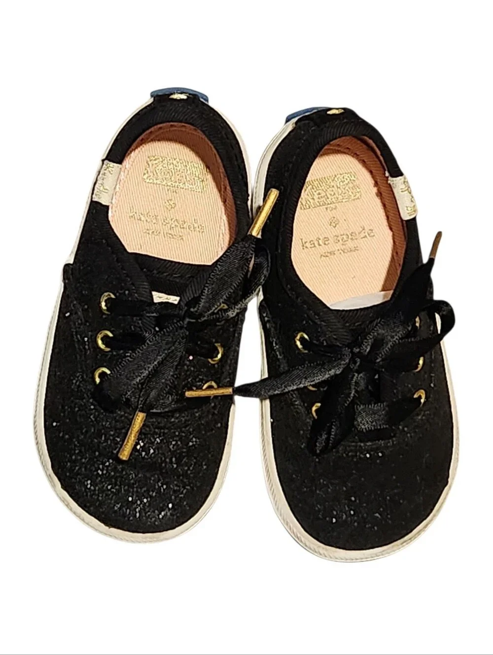 Kate Spade X Keds Black Glitter Crib Sneakers Baby ✨